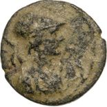 Bust of Athena right / Tyche standing left. SNG v. Aulock 3206. VF