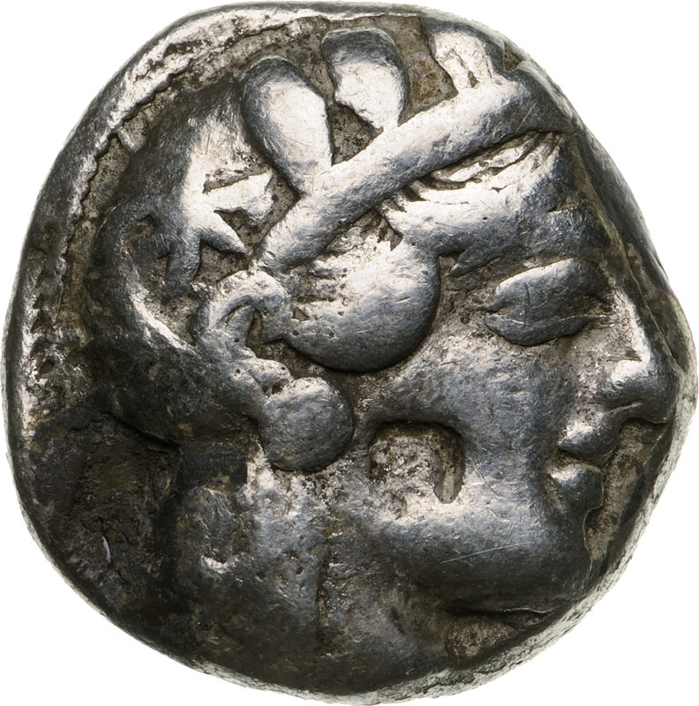 Head of Athena right / Owl standing right. SNG Cop. 31. VF, bankers mark on obverse, test cuts and