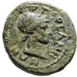 Bust of Athena right / nude male youth. RPC III 1741. VF