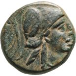 Head of Athena right / Trophy. SNG v. Aulock 1374. XF