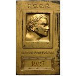 Plaquette 1927, gilt Bronze (42x80 mm, 91.74 g). XF-