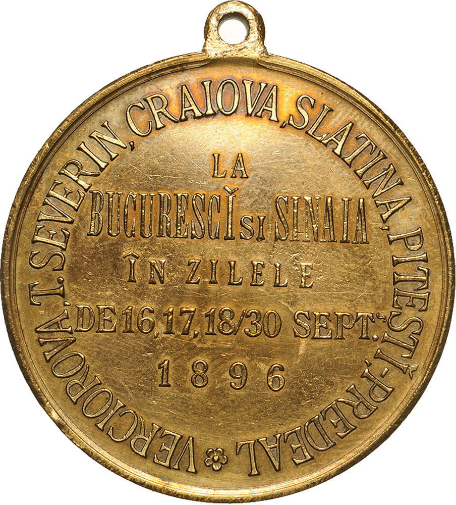 Medal 1896, signed by Carniol Fiul, with original suspension loop, gilt Bronze (33 mm, 14.19 g). XF - Image 2 of 2
