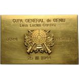 Uniface plaquette 1944, gilt Bronze (80x50 mm, 85.00 g). Very elegant! UNC-