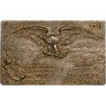 Plaquette 1918, signed Carniol Fiul, silvered Bronze (80x50 mm, 69.29 g). VF+, inscription on