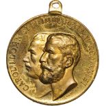 Medal 1906, signed by Carniol fiul , original suspension loop, gilt Copper (30 mm, 12.58 g). R! UNC-