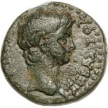 Head of Augustus right / Apollo standing right. RPC I, 2955. VF+