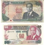 500 Shilling (Pick 22) and 50 Shilling (Pick 30). V / UNC