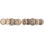 1 Franc 1880 (3x), 1886 and 2 Francs 1880. Silver. (5) FÂ­VF