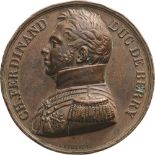 Bust of Charles Ferdinand Duc de Berry left / PUGIONE PERCUSSUS PERIIT 14. FEB. 1820 GALLIA SPEM