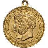 Medal 1895, signed Lauer, original suspension loop, gilt Copper (29 mm, 11.37 g). R! XF+