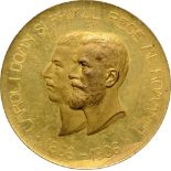 Medal 1906, signed by Carniol, bronze gilt (63 mm, 89.05 g). Superb! UNC-