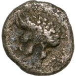 Head of lion left / Head of Apollo facing. SNG Keckman 857. VF