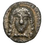 Head of Apollo facing (archaic style) / Quadratum incusum with indication of value (TE for
