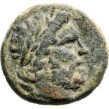 Head of Asklepios right / serpent coild around omphalos. SNG France 1803ff. VF