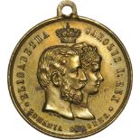 Medal 1881, signed J.CH, original suspension loop, gilt (28 mm, 8.47). R! XF