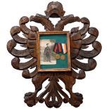 Big sculptured eagle shaped wooden panel