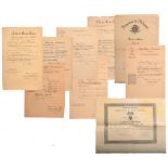 A lot of 9 Diplomas and Documents awarded to a French Officer