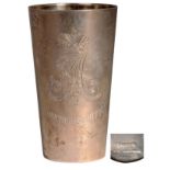 Silver tumbler, flat-bottomed trophee