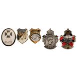 Lot of 3 Veterans Badges: Kaiser Wilhelm Dank Badge, Prussian coat of arms, Badge with Iron Cross.