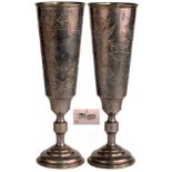 Gilded silver one flower vase, pedestal base