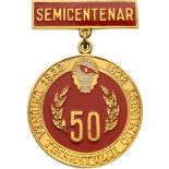 Badge for the 50th Anniversary of the Romanian Youth Union (UTC)