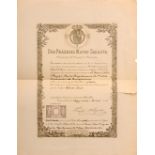 Diploma for a Silver Medal Alphonse XIII awarded to a French Diplomat, instituted in 1902