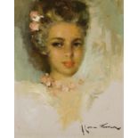 José Cruz Herrera (La Línea de la Concepción, 1890 - Casablanca, 1972) "Retrato de mujer" Oil on