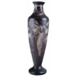 André Delatte (Châtenois, 1887 - Toulouse, 1953) Large cameo glass vase with acid-etched, mauve-