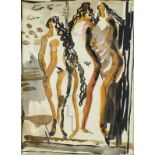 Pere Pruna (Barcelona 1904 - 1977) "Las tres gracias" (The three graces) Gouache, ink and white