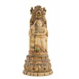 "Saint Anne with the Virgin Mary" Carved and polychromed ivory sculpture.  Indo-Portuguese. 18th