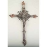 Chased and embossed silver cross. 17th century.↵On the back it is marked BC.↵53 x 35 cm.