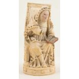 "Saint Anne" Ivory sculpture.  Indo-Portuguese.  18th century.↵Light polychrome residue.  The