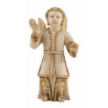 "Angel" Carved ivory sculpture.  Hispanic-Philippine School.  18th century.  ↵Ivory with gilt and