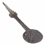 Wrought iron door-knocker.  Castile.  Circa 1500.↵In the shape of the shell of Santiago with a