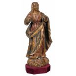 Our Lady Immaculate Carved, polychromed wooden sculpture. 18th century. Height: 33 cm.