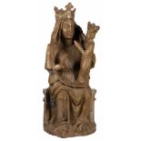 Seat of Wisdom (Sedes Sapientiae) Carved wooden sculpture. Gothic. 14th-15th century. There is light