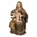 Madonna and Child Carved, gilded and polychromed wooden sculpture. Italy. Possibly Florence.