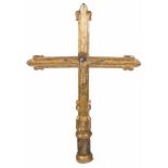 Carved, gilded wooden processional cross. 15th – 16th century. Carved in the centre is the figure of