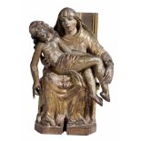 Pietà Carved, gilded and polychromed wooden sculpture. Castilian School. Renaissance. 16th