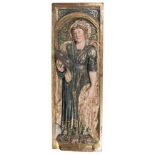 Saint Lucia Carved, gilded and polychromed wooden relief. Castilian School. Renaissance. 16th