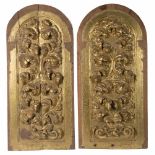 Pair of carved and gilded rosettes. 17th century. Fragments of an altarpiece from the mid-point of