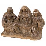 "Lament for the dead Christ" Carved walnut sculptural group. Hispanic-Flemish, Gothic, 15th century.