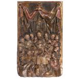 Last Supper Carved, gilded and polychromed wooden relief. Castile. Renaissance. Late 16th century.