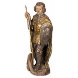 Saint George Carved, gilded and polychromed wooden sculpture. Renaissance. 16th century. Imposing