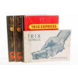 Konv. 5 Trix Hefte, 3x Hand-, 1x Anleitungs- und 1x Gleisbuchbuch, Alterungsspuren