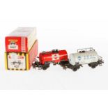 4 Trix Express Kesselwagen, S H0, LS, L 10,5, 2 im OK, bespielt