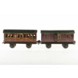 2 Märklin englische Wagen: Personenwagen Midland 2871 und Packwagen 2872, S 1, CL, Alterungs- und