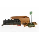 Märklin Entkupplungsgleis 13600 EK, S H0, Schild ersetzt, dazu Lokgehäuse TM 800, im besch. Unter-