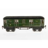 Märklin Postwagen 1869, S 1, HL, mit 4 AT und Gussrädern, LS tw ausgebessert, gealterter Lack, L 33,