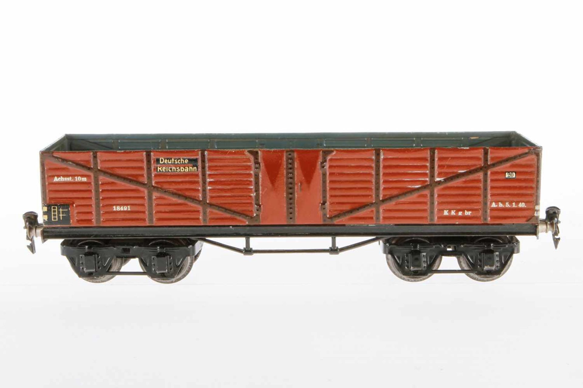 Märklin Hochbordwagen 1849, S 1, HL, LS und gealterter Lack, L 33,5, sonst noch Z 2